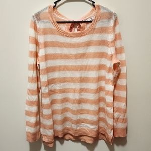 Lauren Conrad Oversized Stripe Baby Pink & White Lightweight Sweater